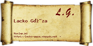 Lacko Géza névjegykártya